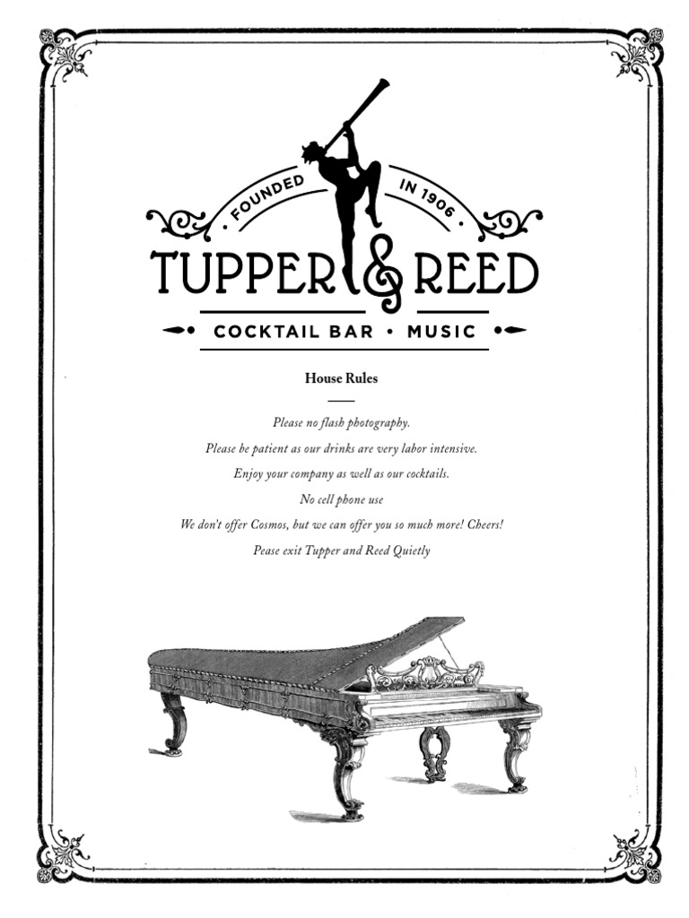 Tupper & Reed Opening Menu | PDF | Scotch Whisky | Chocolate