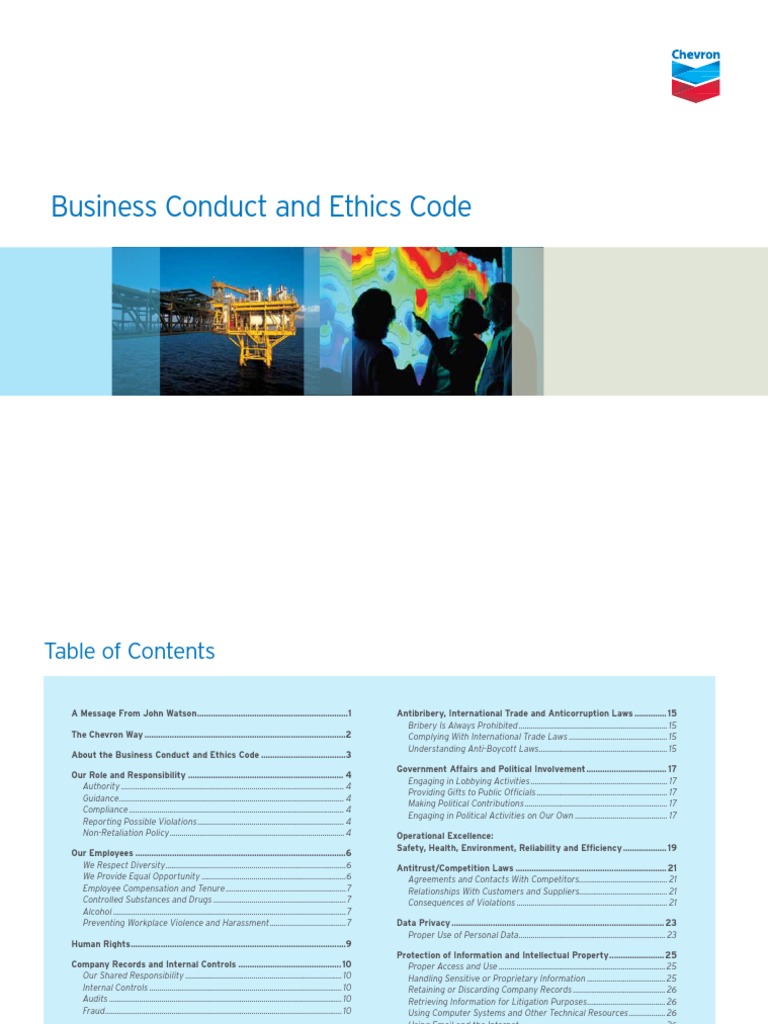Chevron Business Conduct Ethics Code | PDF | Insider Trading | Internal ...