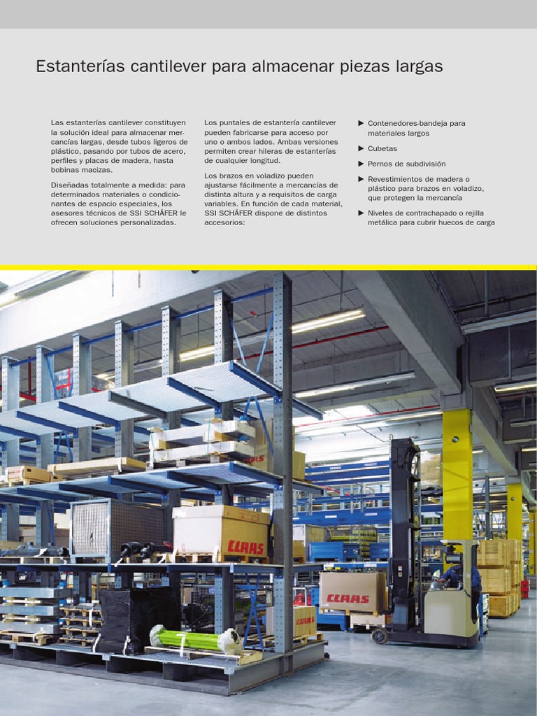 Sistema de estanterías cantilever para almacenamiento de materiales largos  y voluminosos, PDF, Diseño arquitectonico