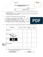 Prueba Ciencias Cambios en Materiales