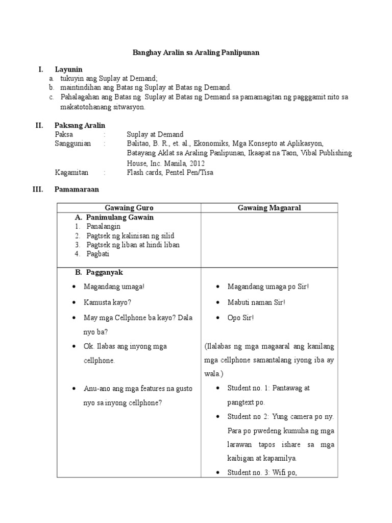Lesson Plan Supply and Demand