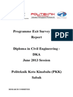 Programme Exit Survey (PES) JUNE 2013 Session (DKA)