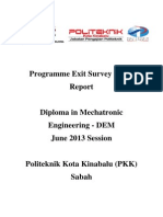 Programme Exit Survey (PES) JUNE 2013 Session (DEM)