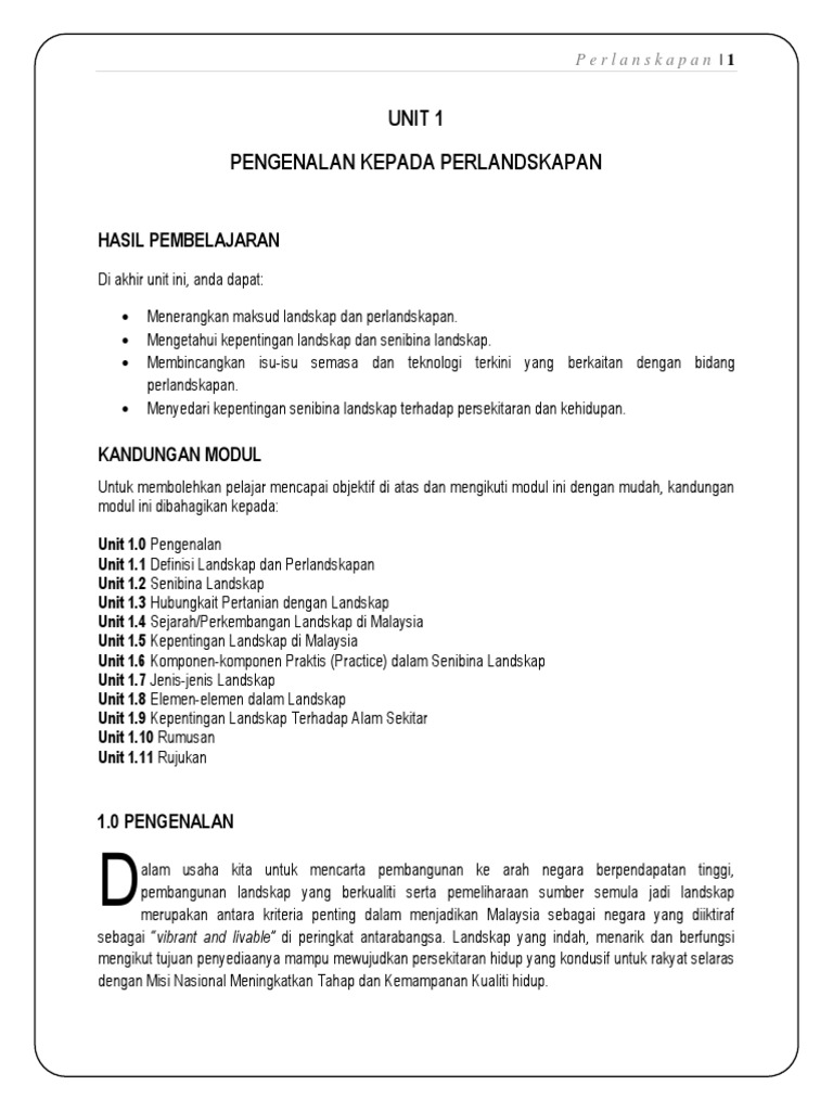 Unit 1 Pengenalan Kepada Perlandskapan Pdf