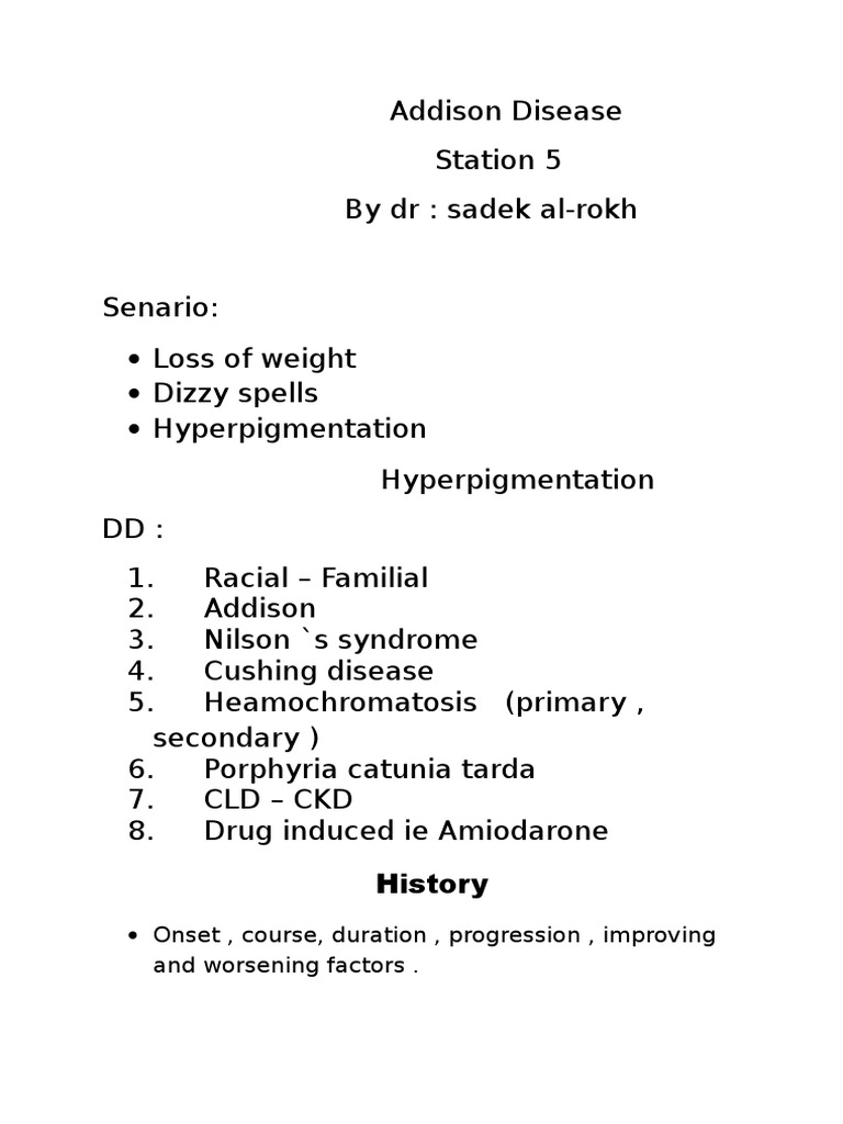 Addison Disease Diagnosis Guide | PDF | Wellness