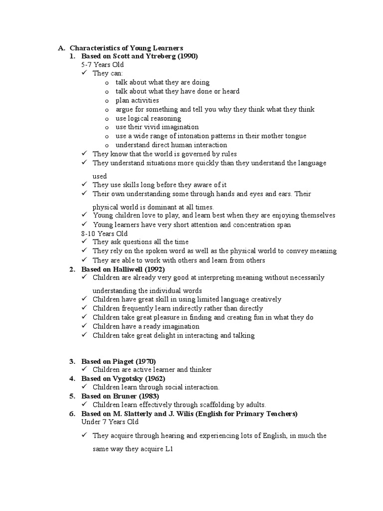Characteristics of Young Learners | PDF | Learning | Teachers