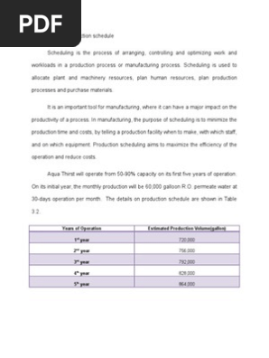 Plant Size and Production Schedule