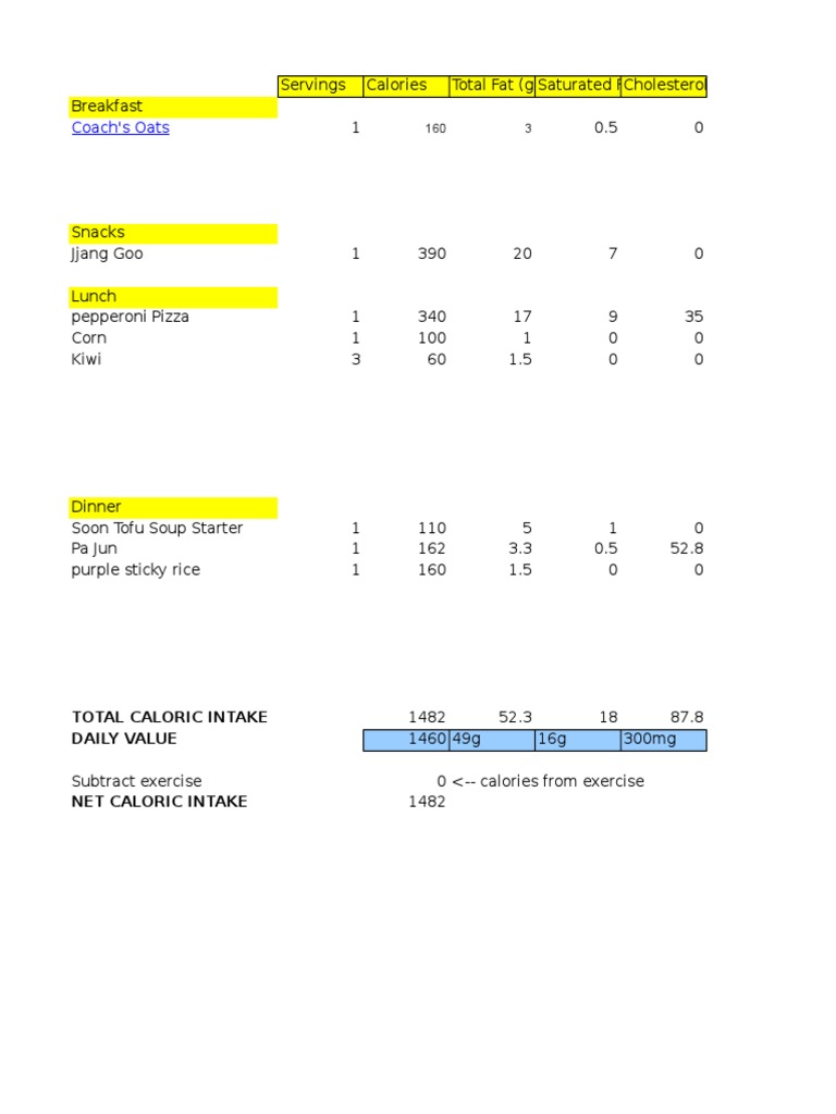 Food Log 3 | PDF
