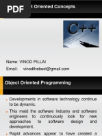 Basic Object Oriented Concepts: Name: Vinod Pillai Email