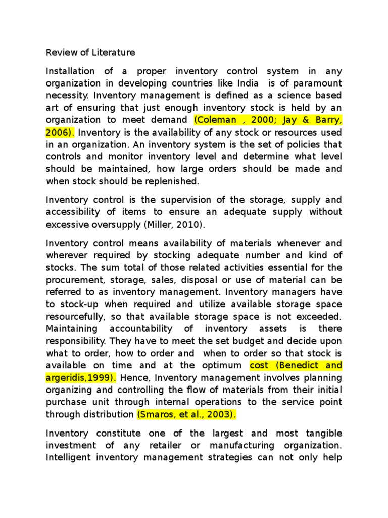 Literature Review Inventory | PDF | Business