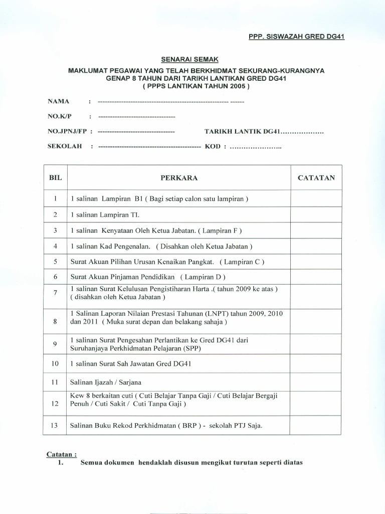 Senarai Semak Urusan Kenaikan Pangkat Pdf