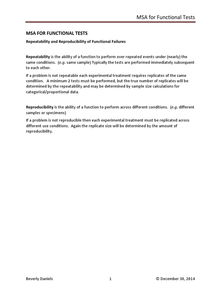 Msa For Functional Tests PDF | PDF | Causality | Design Of Experiments