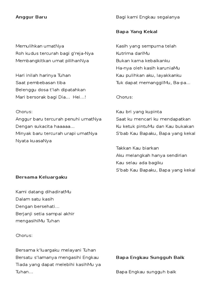 Lyric Lagu Rohani