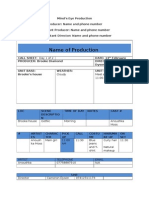 Film Production Call Sheet