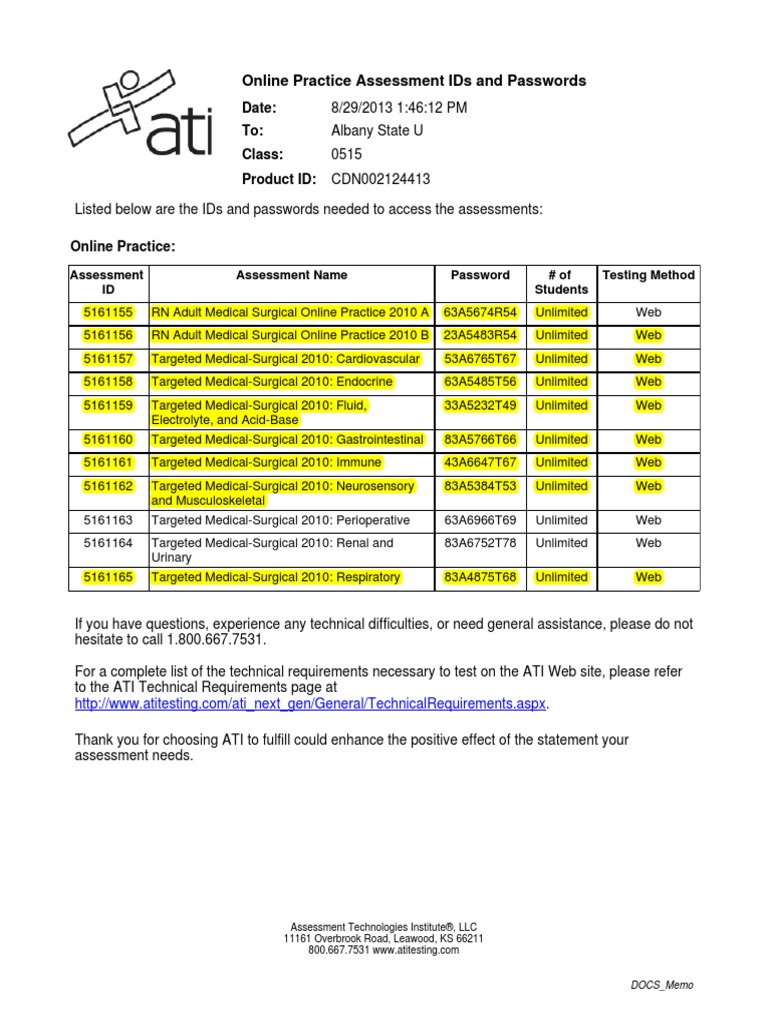 Ati Practice Codes Pdf Medicine Medical Specialties