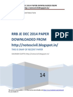 RRB JE DEC 2014 PAPER DOWNLOADED FROM http://notescivil.blogspot.in/