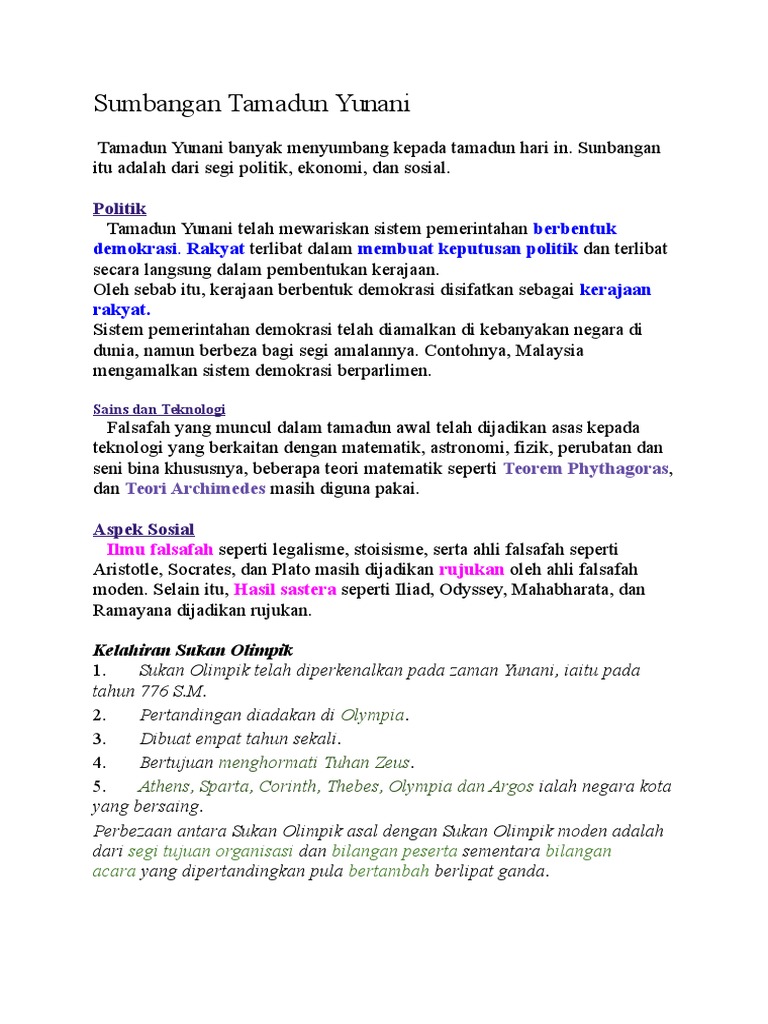 Sumbangan Tamadun Yunani Pdf