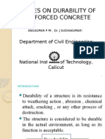 Studies On Durability of Reinforced Concrete: Department of Civil Engineering