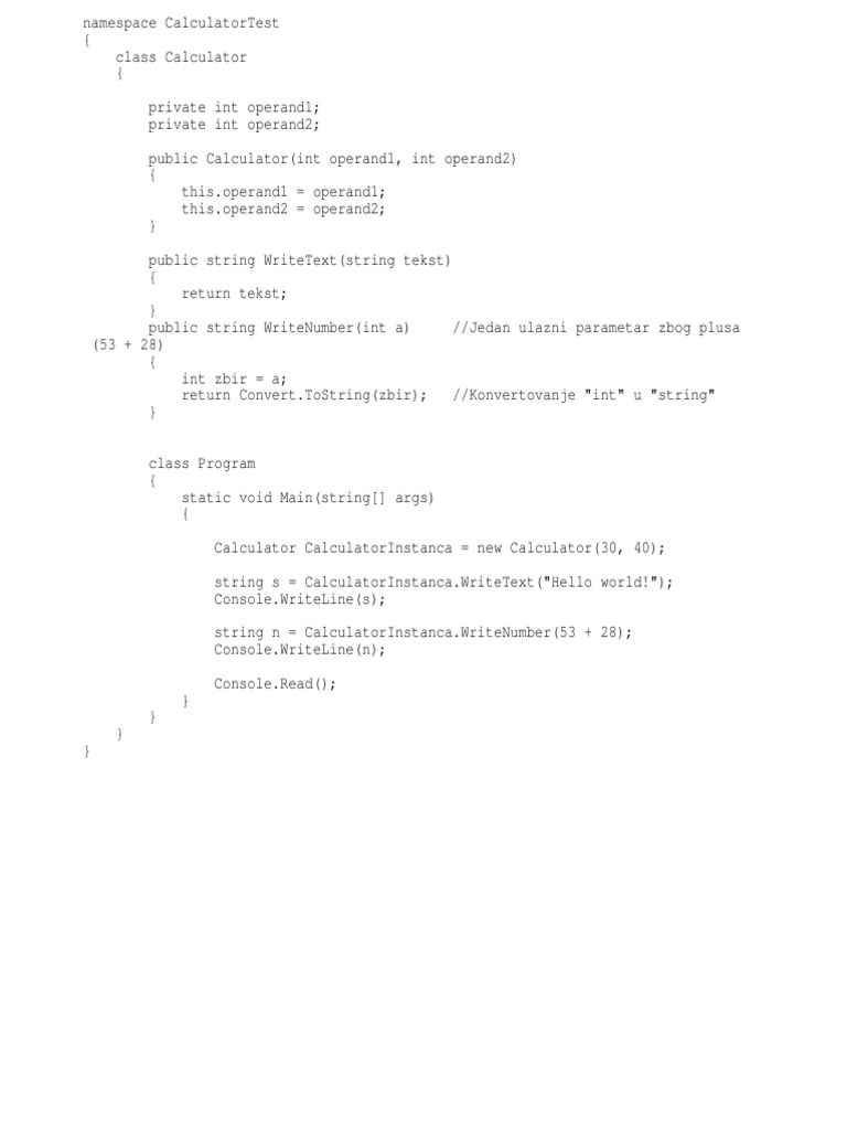 Calculator Class Implementation | PDF