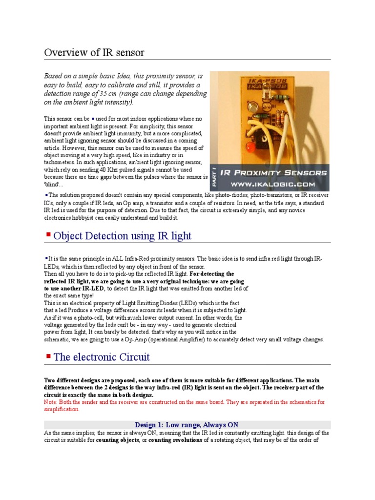 IR Sensor Design and Applications Guide | PDF | Operational Amplifier ...