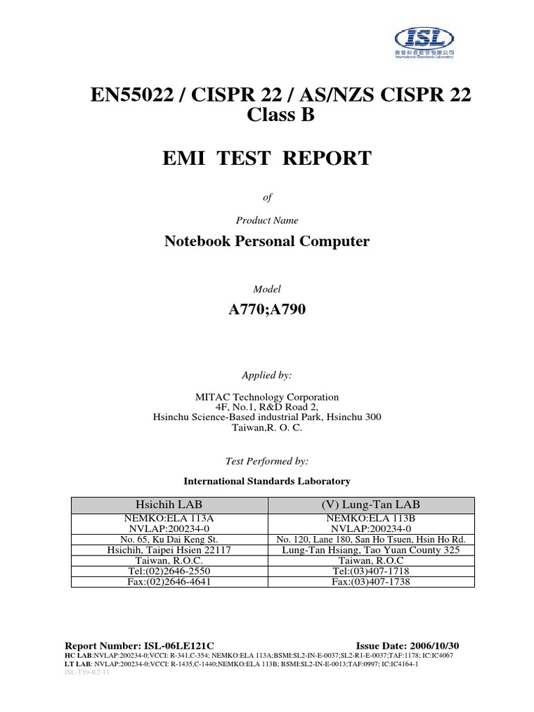 A770 A790 Ce Emi Report | PDF | Electromagnetic Interference | Decibel