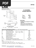 Transistor MOSFET IRF450 Harris - Type CAN. N, Neuf Sous Emballage, Pour Projets électroniques