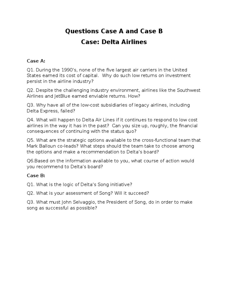 Questions.delta Airlines