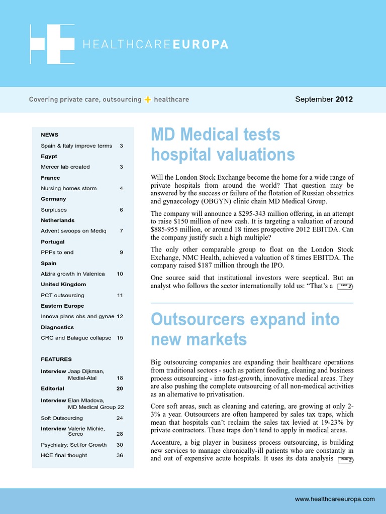 MD Medical Tests Hospital Valuations: September 2012 | PDF | Primary ...