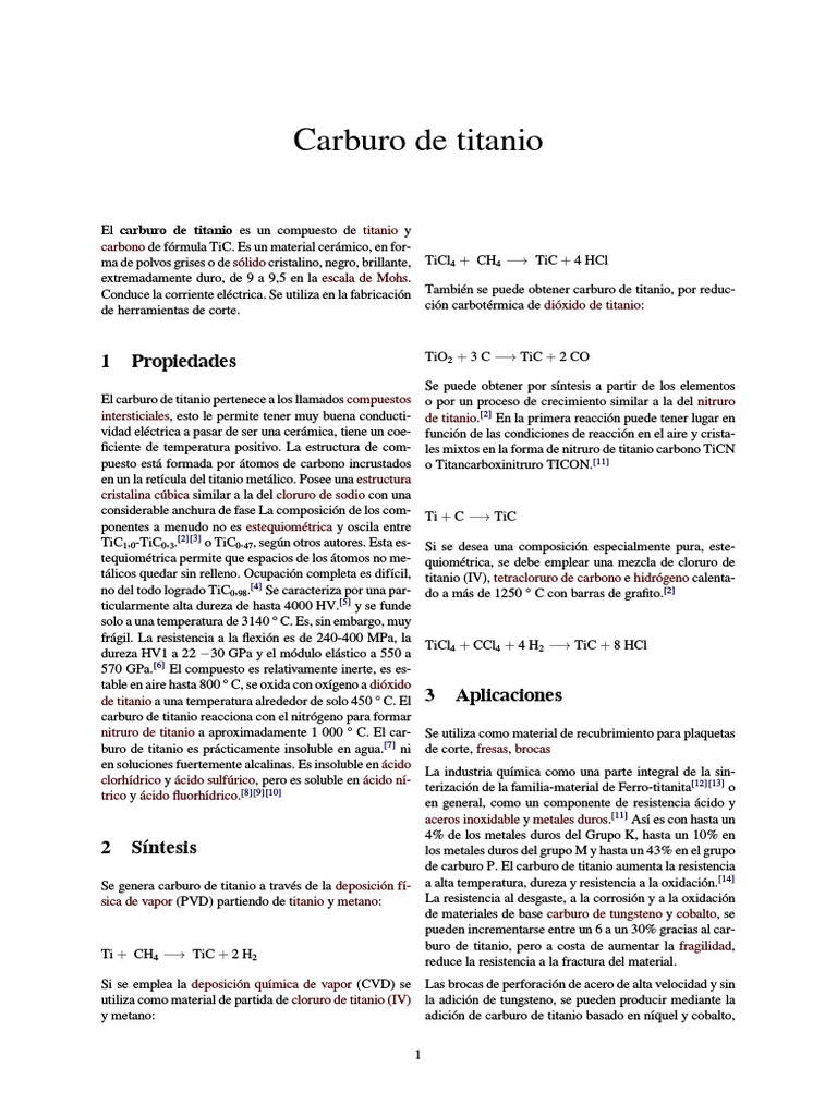 Carburo de Titanio PDF Materiales Sustancias químicas