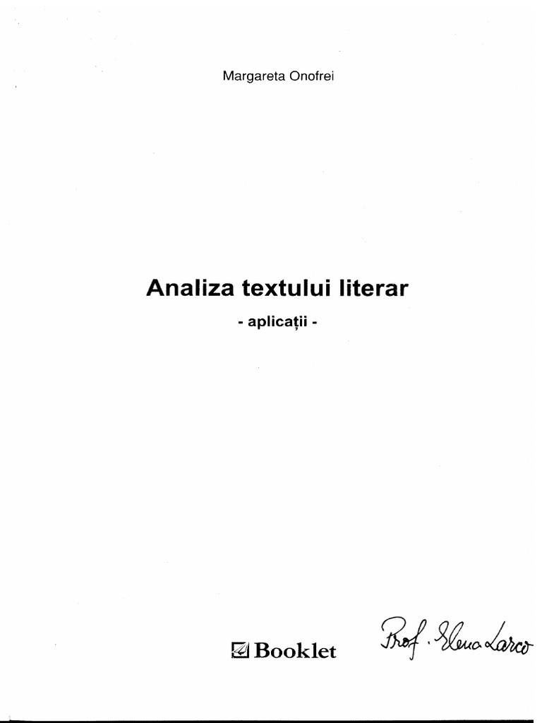 Analiza Textului Literar | PDF