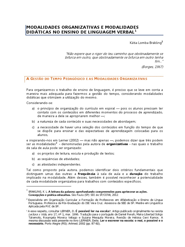 Modalidades Didáticas no Ensino de Linguagem | PDF | Revisão | Aprendizado