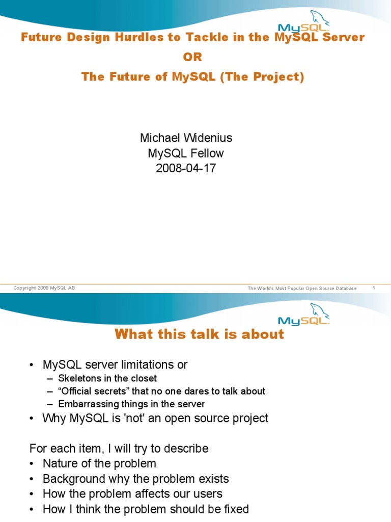 The Future of MySQL (The Project) | PDF | My Sql | Thread (Computing)
