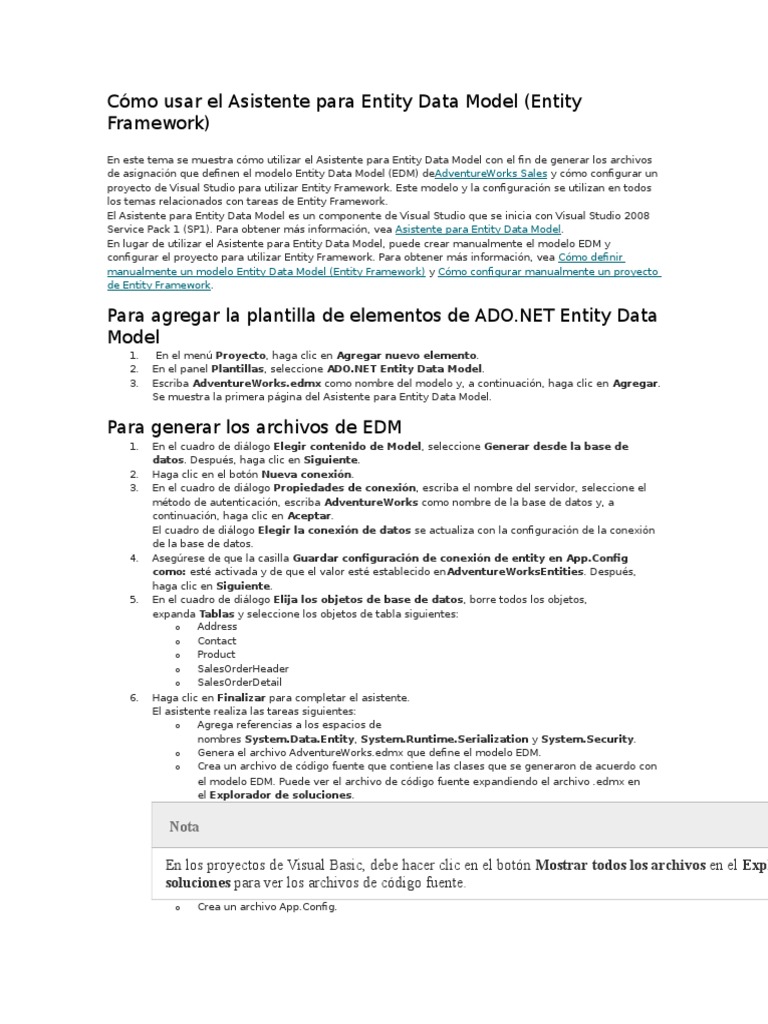 Uso del Asistente para Entity Data Model | PDF | Microsoft Visual ...
