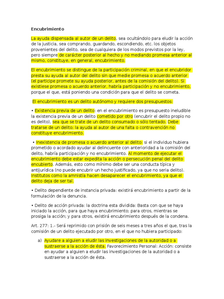 Encubrimiento PDF Delito Intención (Derecho Penal)