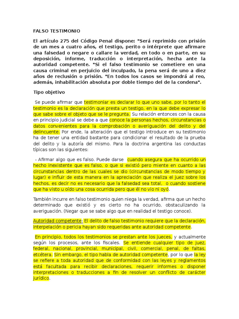 FALSO TESTIMONIO Testimonio Testigo Prueba gratuita de 30 días