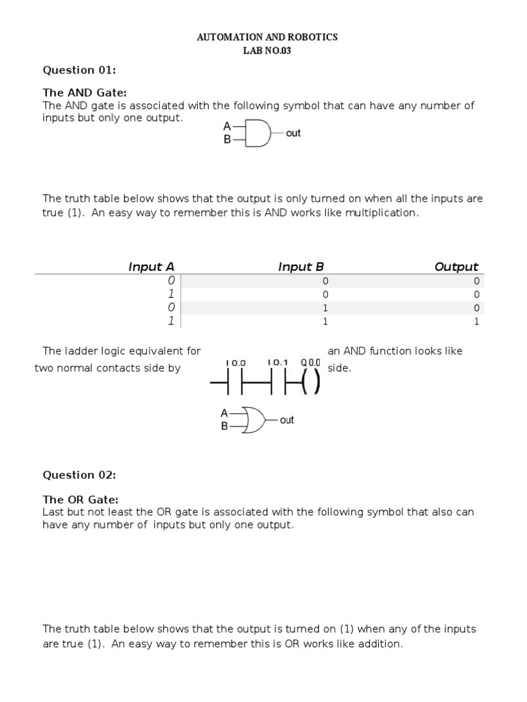 The AND Gate:: Input A Input B | PDF | Technology & Engineering