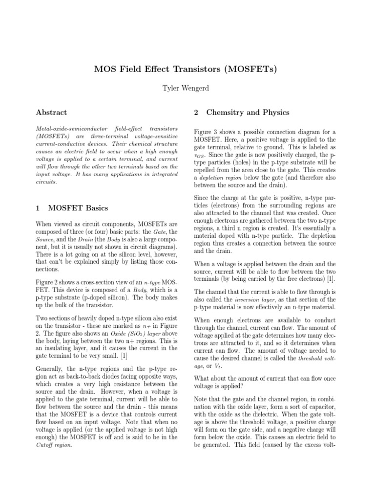 MOS Field Effect Transistors (MOSFETs) | PDF | Field Effect Transistor ...