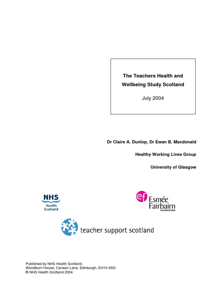 The Teachers Health and Wellbeing Study: Scotland | PDF | Teachers ...