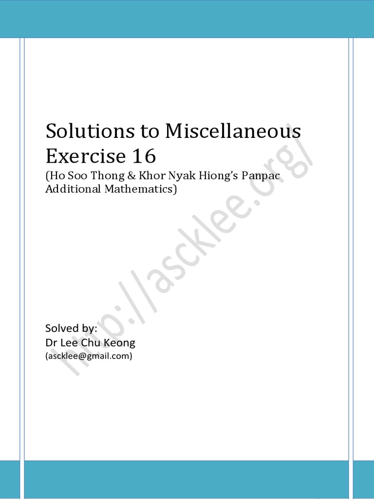Miscellaneous Exercise 16 | PDF