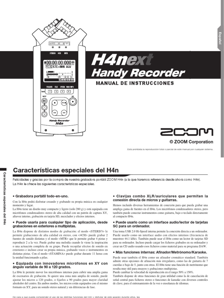 Manual Zoom h4n PDF Micrófono USB