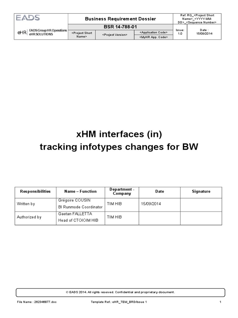 BSR 14-788-01 BRD Interfaces in Tracking Changes | PDF | Database Index ...
