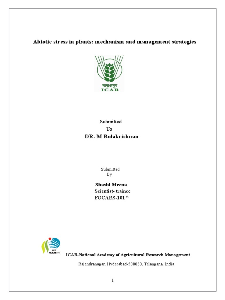 Abiotic Stress in Plants: Mechanisms & Management | PDF | Reactive ...