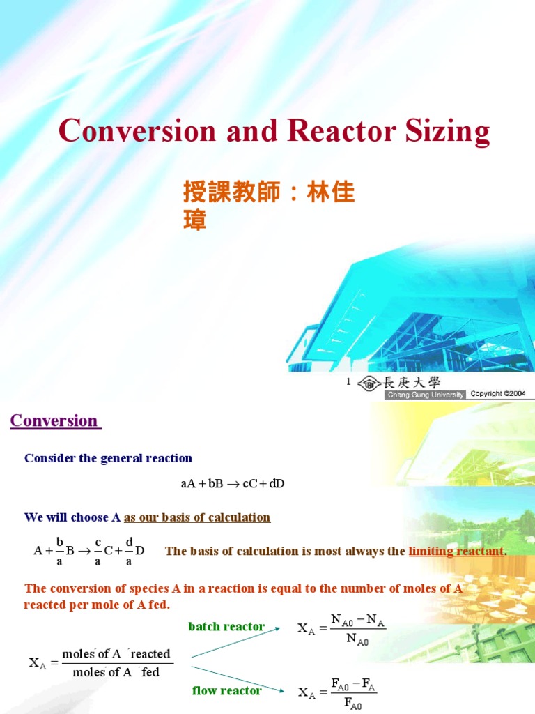 Conversion and Reactor Sizing | PDF | Science & Mathematics