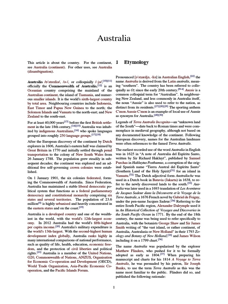 Australia | PDF | States And Territories Of Australia | Australia