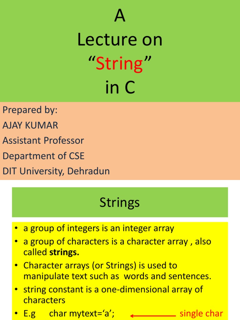String in C Language PDF String Science) Array Data