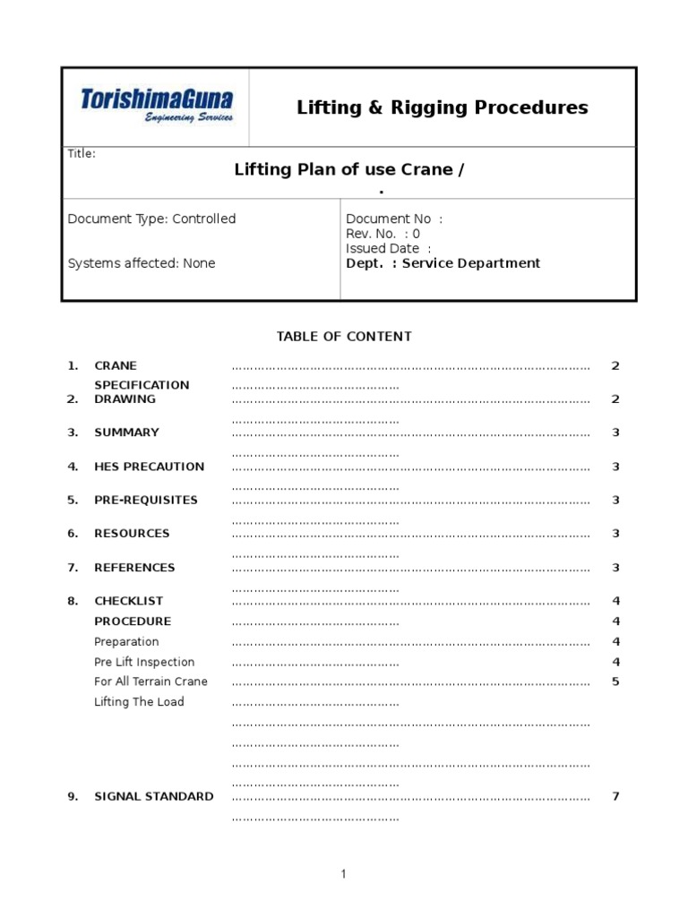 3-3-3 Lifting & Rigging Procedures | PDF | Crane (Machine) | Equipment