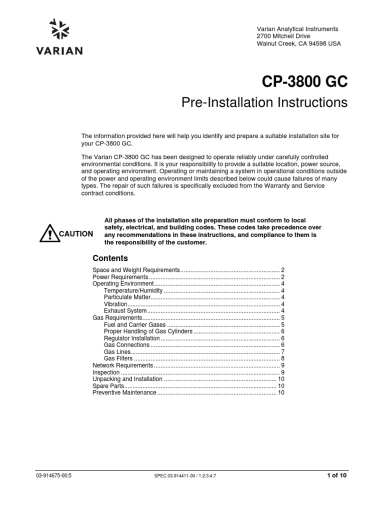 Varian cp 3800 service manual