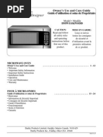 Danby 1.1 Cu. Ft. Countertop Microwave Oven - Designer DMW111KPSSDD - Stainless Steel - Manual