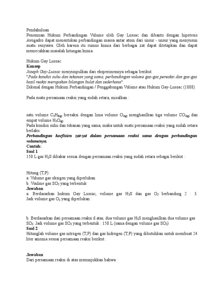 Hukum Avogadro Dan Gay Lusaac