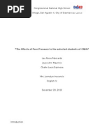 Download The Effects of Peer Pressure  to the Selected students of CNHS by Joyce Ann Mauricio SN257635346 doc pdf